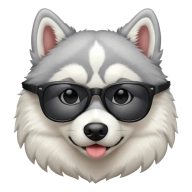 white/grey husky dog with black dark sunglasses sticker