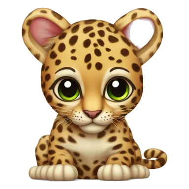 fais un léopard avec un noeud papillon sur son oreille et cute  sticker