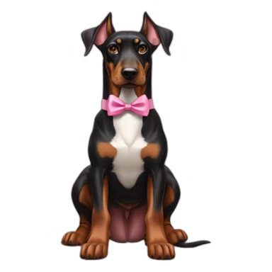 a-white-doberman-with-a-pink-bow-tie,-with-a-dark-doberman-on-its-left-and-a-brown-doberman-on-its-right sticker
