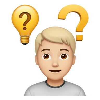 Una persona pensativa, que este feliz con un signo de interrogación arriba de la cabeza sticker