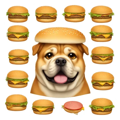 Fat dog with burger hat sticker