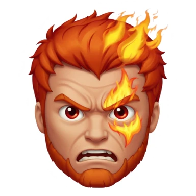 burning angry bodybuilder red haired man  sticker