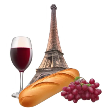 Baguette et vin rouge devant la Tour Eiffel sticker