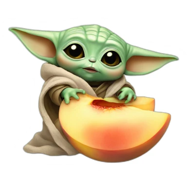 Baby Yoda eating-peach sticker