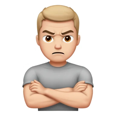 guy with arms crossed on neck angry  sticker