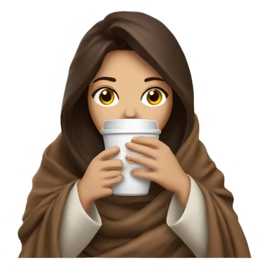 Brunette Drinking coffee wrapped in blanket sticker