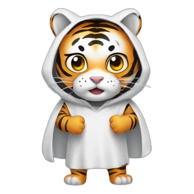 a tiger in a ghost costume sticker