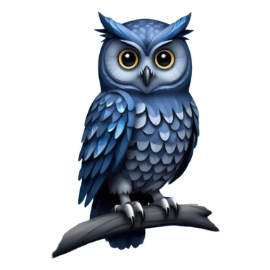Beautiful magical gothic style, ultra detailed owl in shades of blues, grays. Sitting among tall dark night style forest trees  sticker