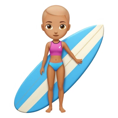 Shaved head girl with surfboard  sticker