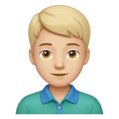 gender neutral person, chest up, wearing a blue-green polo shirt, emoji style, friendly expression sticker