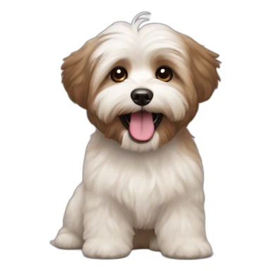 brown coloured dog bichon havanese crazy tongue sticker