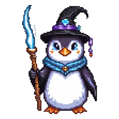 penguin wizard casting a spell sticker