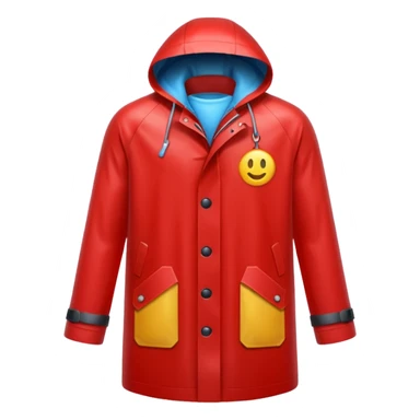 red raincoat, just rain coat, negative: object. sticker