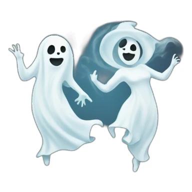 a female ghost and a male ghost dancing as a Ying yang sticker