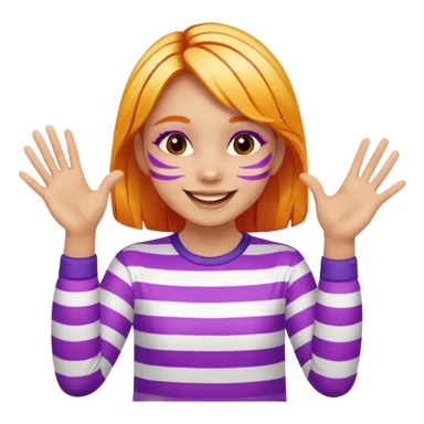 A cheerful girl with face paint stripes, clapping her hands with joy. sticker