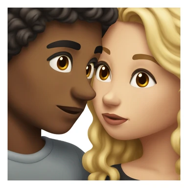 blonde wavy hair girl and hispanic boyfriend with dark hair kissing sticker
