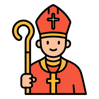 color outline icon of a bishop dressed in red sticker