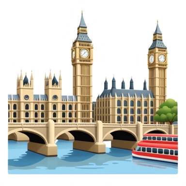 Make a full city of London with the Big Ben in the background and the Tower Bridge over the river  sticker