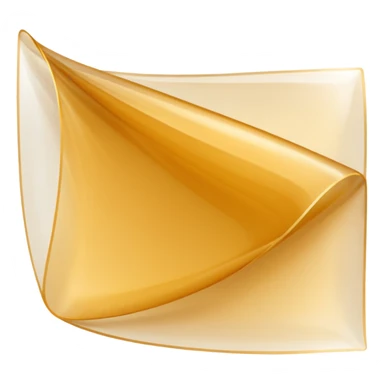 three curved gelatin sheets overlapping, fine grid pattern, thin, glossy, pale golden color, realistic transparency, no anthropomorphic features sticker