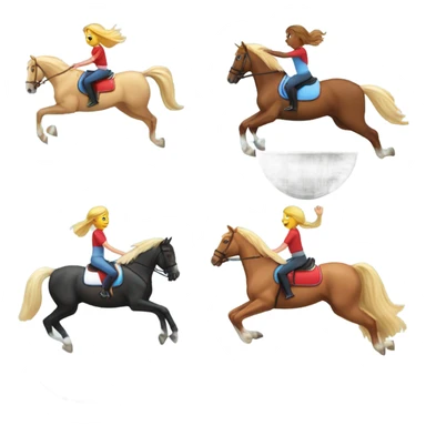 Red round horse with girl jumping over jump, horse wearing light blue saddle pad girl has blonde hair sticker