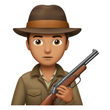man hunter holding a gun, simple, clear expression sticker
