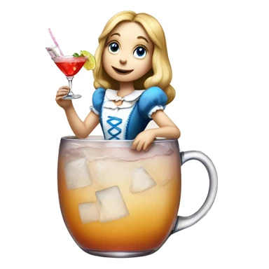 Alice In wonderland drinking a cocktail sticker