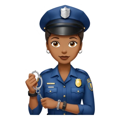 Black policewoman holding handcuffs and has a smirk on her face  sticker