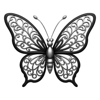 Black and silver filigree butterfly, 3D, extremely detailed design sticker