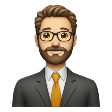 Profesor con pelo moreno, barba y gafas sticker