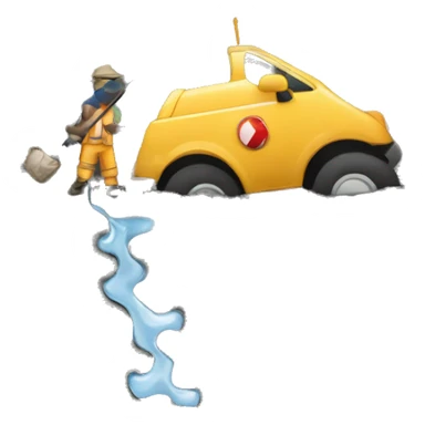 Fishing in the pothole on the side of the road  sticker