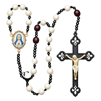 Gothic white rosary with white beads sticker
