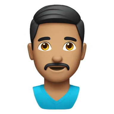male navajo. black straight short hair. goatee and mustache. blue button  sticker