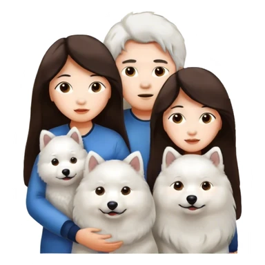 Brunette Asian couple long hair girlfriend with Samoyed sticker