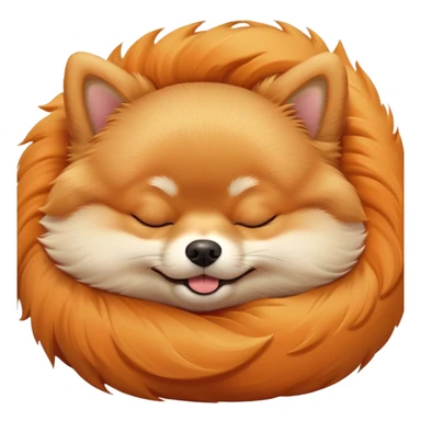 Meme-Worthy Cute Sleeping Orange Pomeranian Portrait Emoji, Head resting peacefully with a contented smile, showcasing a delightfully compact build and a luxuriously soft, fluffy orange Fur, eyes shut in a serene nap, Simplified yet hilariously adorable features, highly detailed, glowing with a soft, drowsy light, high shine, relaxed and utterly lovable, stylized with an air of playful laziness, bright and heartwarming, soft glowing outline, capturing the essence of a comically sleepy companion, so meme-worthy it feels like it could instantly become the next viral sensation of adorable slumber! sticker