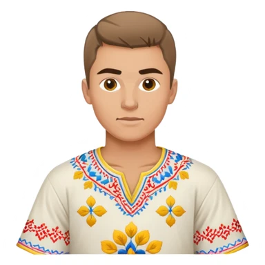 Ukrainian young man wearing traditional embroidered vyshyvanka shirt playing sports sticker