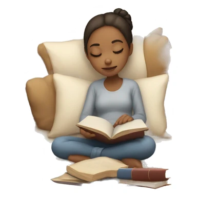 sleepy girl with a book sticker