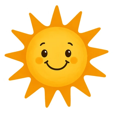 smiling sun with rays, general style, bright and friendly sticker