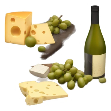 Cheese board and wine and green olives  sticker