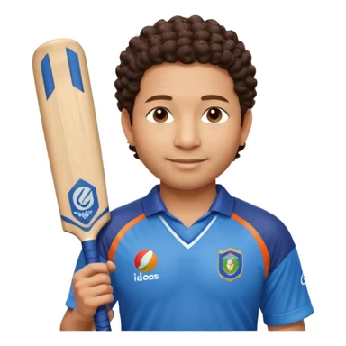 
Sachin Tendulkar
Create a cricket emoji of a short, curly-haired Indian batsman wearing a blue jersey, holding a bat with a calm confident smile, minimal flat emoji style, rounded shapes, bold outlines, vibrant colors, no background sticker
