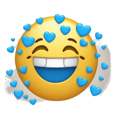 Smiling face with blue hearts sticker