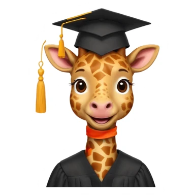 happy giraffe wearing a graduation cap sticker
