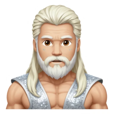 Jupiter, God of Thunder from Gods and Goddesses with long white hair and beard, white sequin outfit sticker