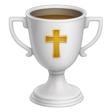 royal empty Christian cup for the winner with a cross sticker