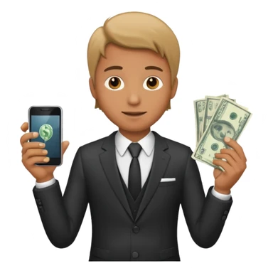 Yakuza holding money and phone sticker