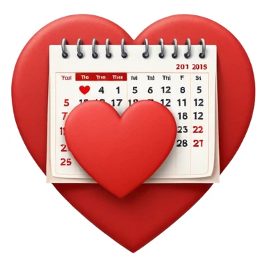 calendar page with a heart symbol sticker