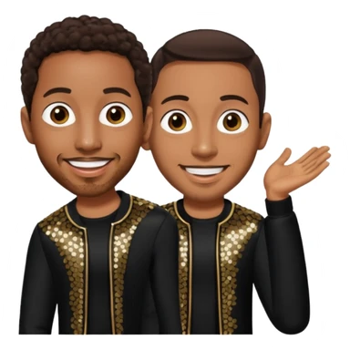 Ludacris with dark brown hair, black sequin outfit sticker