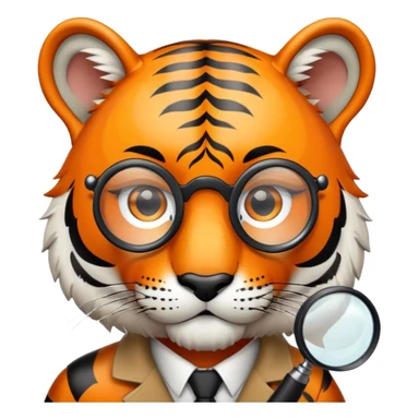 Tiger detective with magnifying glass sticker
