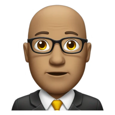 Bald lawyer with glasses buried in dollars sticker