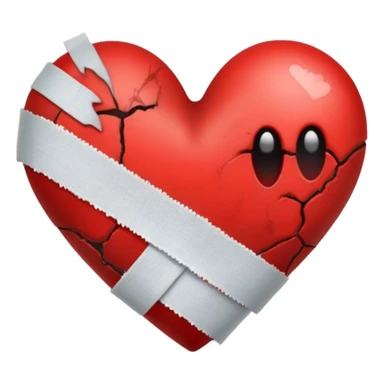 Red fading to black heart with bandages sticker