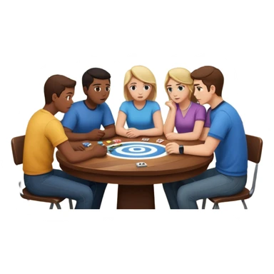 people sitting around a game table with a tornado sticker